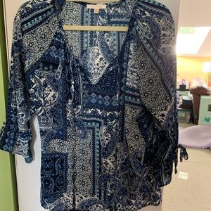 Blue Paisley Peasant Blouse